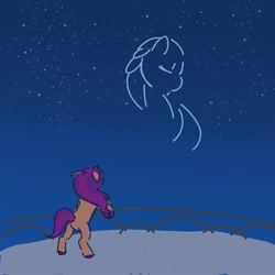 Size: 2000x2000 | Tagged: safe, artist:dandeesaturn, sunny starscout, velvet starscout, earth pony, pony, g5, balcony, bipedal, bipedal leaning, duo, duo female, female, leaning, mare, night, night sky, outdoors, sky, stargazing, stars, unitober 2024