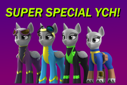 Size: 1500x1000 | Tagged: safe, artist:argos90, pegasus, pony, 3d, 3d model, clothes, commission, costume, gradient background, shadowbolts uniform, uniform, washouts uniform, wonderbolts uniform, your character here