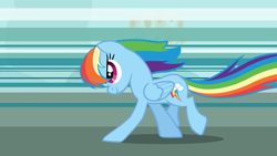 Size: 1920x1080 | Tagged: safe, screencap, rainbow dash, pegasus, pony, g4, 2009, female, mare, motion blur, motion lines, my little pony adventures, running, show bible, show pilot, solo