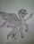 Size: 810x1080 | Tagged: artist needed, safe, oc, oc only, oc:pixi feather, pegasus, pony, black and white, female, graph paper, grayscale, mare, monochrome, pegasus oc, pony oc, solo, spread wings, traditional art, wings