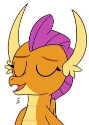 Size: 2480x3508 | Tagged: safe, artist:frownfactory, smolder, dragon, g4, dragoness, eyes closed, female, simple background, solo, transparent background