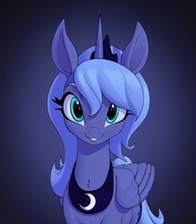 Size: 2290x2610 | Tagged: safe, artist:aquaticvibes, princess luna, alicorn, pony, g4, abstract background, beautiful, cute, female, front view, gradient background, high res, looking at you, lunabetes, mare, s1 luna, smiling, smiling at you, solo