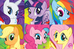 Size: 1024x682 | Tagged: safe, applejack, fluttershy, pinkie pie, rainbow dash, rarity, twilight sparkle, alicorn, earth pony, pegasus, pony, unicorn, g4, official, female, hat, horn, mane six, mare, merchandise, open mouth, poster, stock vector, twilight sparkle (alicorn)