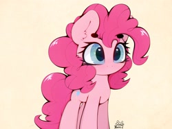 Size: 4000x3000 | Tagged: safe, artist:zokkili, pinkie pie, earth pony, pony, g4, ear fluff, eye clipping through hair, female, mare, no mouth, simple background, solo