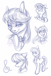 Size: 2362x3543 | Tagged: safe, artist:evelost, octavia melody, earth pony, pony, g4, chest fluff, emotions, looking at you, monochrome, open mouth, open smile, sketch, smiling, smiling at you, solo