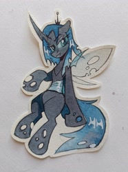 Size: 2666x3576 | Tagged: safe, artist:k0potb, oc, oc only, alicorn, changeling, pony, belly, paper pony, photo, solo, spread wings, traditional art, wings