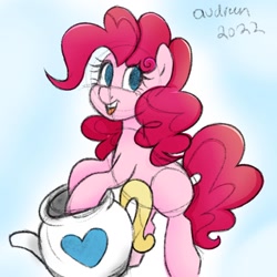 Size: 1440x1440 | Tagged: safe, artist:audreen, pinkie pie, pony, g4, solo, teapot