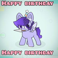 Size: 2664x2662 | Tagged: safe, artist:sodapop sprays, oc, oc only, pegasus, pony, birthday, hat, knife, party hat, solo