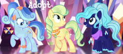 Size: 1280x563 | Tagged: safe, artist:vi45, oc, oc only, crystal pony, pony, crystal, female, mare, trio