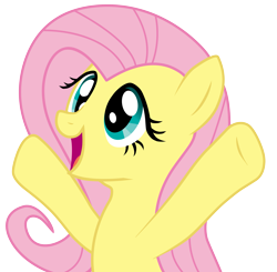 Size: 3557x3479 | Tagged: safe, artist:shychamomile, fluttershy, pegasus, pony, g4, cute, female, high res, hooves up, looking up, mare, rainbowshining, shyabetes, simple background, smiling, solo, transparent background, vector