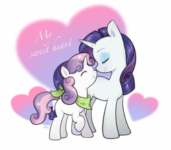 Size: 1228x1080 | Tagged: safe, artist:goldenage2049, rarity, sweetie belle, pony, unicorn, g4, bandana, belle sisters, duo, duo female, eyes closed, female, filly, foal, heart, horn, mare, neckerchief, nuzzling, sibling love, siblings, simple background, sisterly love, sisters, smiling, white background