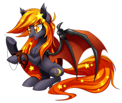 Size: 2665x2250 | Tagged: safe, artist:centchi, oc, oc only, oc:harvest moon, bat pony, pony, bat pony oc, dark purple coat, female, mare, simple background, sitting, solo, transparent background