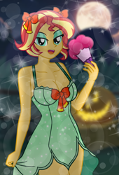 Size: 4932x7260 | Tagged: safe, artist:emeraldblast63, sunset shimmer, equestria girls, g4, breasts, busty sunset shimmer, clothes, female, lady bow, outdoors, paper mario, sleeveless, solo, stupid sexy sunset shimmer, super mario