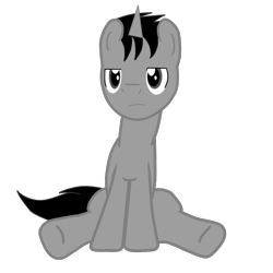 Size: 894x894 | Tagged: safe, artist:ruchiyoto, oc, oc only, oc:black cross, pony, unicorn, base used, horn, male, simple background, sitting, solo, stallion, white background