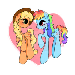 Size: 894x894 | Tagged: safe, artist:analisamaria, applejack, rainbow dash, earth pony, pegasus, pony, g4, backwards cutie mark, deviantart watermark, duo, female, folded wings, lesbian, obtrusive watermark, ship:appledash, shipping, watermark, wings