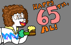 Size: 3530x2250 | Tagged: safe, artist:44nifty, oc, oc only, earth pony, pony, alcohol, birthday art, birthday gift art, broccoli, cider, curly mane, drink, food, gift art, happy birthday, ponified music artist, solo, song in the description, song reference, weird al yankovic