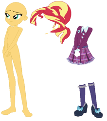 Size: 496x564 | Tagged: safe, artist:lordsfrederick778, artist:selenaede, sunset shimmer, equestria girls, g4, alternate universe, base used, nudity, simple background, solo, white background