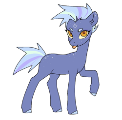 Size: 1136x1108 | Tagged: safe, artist:saturn cat, oc, oc only, earth pony, pony, 2022, blue coat, blue mane, blue tail, digital art, female, mare, raised hoof, simple background, solo, tail, white background, yellow eyes