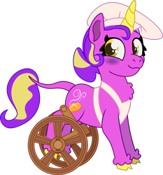 Size: 1001x1076 | Tagged: safe, artist:prixy05, oc, oc only, oc:sweet flour, pony, unicorn, series:magic forest, hat, horn, simple background, solo, transparent background, vector, wheelchair