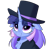 Size: 2948x2902 | Tagged: safe, artist:pesty_skillengton, oc, oc only, oc:flawless sparklemoon, pony, unicorn, my little pony the movie: the death of twilight sparkle, bust, eye clipping through hair, female, floppy ears, fusion, fusion:trixie, fusion:twilight sparkle, fusion:twixie, hat, horn, mare, simple background, solo, starry eyes, transparent background, wingding eyes