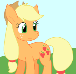 Size: 844x816 | Tagged: safe, artist:cmara, applejack, earth pony, pony, g4, female, outdoors, solo