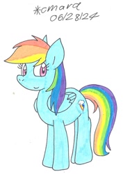 Size: 849x1197 | Tagged: safe, artist:cmara, rainbow dash, pegasus, g4, female, simple background, solo, white background