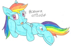 Size: 1252x827 | Tagged: safe, artist:cmara, rainbow dash, pegasus, g4, female, simple background, solo, white background