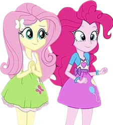 Size: 2265x2520 | Tagged: safe, edit, edited screencap, editor:mrtoonlover83, screencap, fluttershy, pinkie pie, equestria girls, g4, background removed, duo, duo female, female, needs more jpeg, not a vector, simple background, transparent background