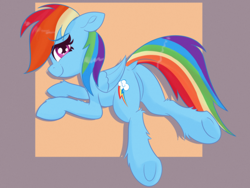 Size: 4000x3000 | Tagged: safe, artist:psfmer, rainbow dash, pegasus, pony, g4, butt, dock, female, folded wings, high res, leg fluff, looking at you, looking back, looking sideways, lying down, mare, passepartout, plot, prone, rainbutt dash, smiling, smiling at you, solo, tail, wings