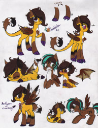 Size: 1248x1615 | Tagged: safe, artist:tazzy-girl, oc, oc only, oc:chroma fusion, oc:sun blitz, dracony, dragon, hybrid, pegasus, pony, clothes, female, necktie, traditional art