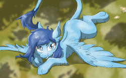 Size: 2444x1512 | Tagged: safe, artist:pzkratzer, oc, oc:night cloud, sphinx, 30 minute art challenge, aggie.io, female, forest, grass, looking at you, lying down, nature, outdoors, paws, sketch, solo, sphinx oc, tree, wings, wings down