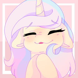 Size: 500x500 | Tagged: safe, artist:amiicommissions, oc, oc only, pony, unicorn, bust, female, floppy ears, horn, mare, portrait, solo