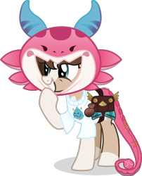 Size: 2500x3092 | Tagged: safe, artist:cirillaq, oc, oc only, oc:ryolit, bat pony, pony, clothes, costume, female, league of legends, mare, neeko, nightmare night costume, simple background, solo, transparent background, vector