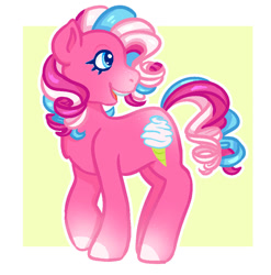 Size: 889x899 | Tagged: safe, artist:p2iimon, cotton candy (g3), earth pony, pony, g3, female, heart, heart eyes, mare, passepartout, solo, wingding eyes