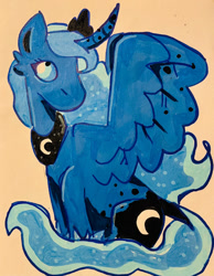 Size: 827x1066 | Tagged: safe, artist:p2iimon, princess luna, alicorn, pony, g4, solo, traditional art