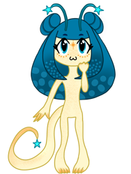 Size: 768x1024 | Tagged: safe, artist:lnx1ynight16, oc, oc only, oc:aurora, original species, :3, antennae, facial markings, looking up, overlander, simple background, smiling, solo, tail, transparent background, water overlander