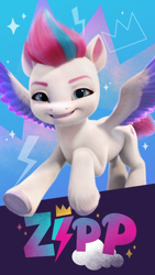 Size: 2700x4800 | Tagged: safe, zipp storm, pegasus, pony, g5, my little pony: make your mark, official, 3d, abstract background, female, g5 brand assets, mare, solo