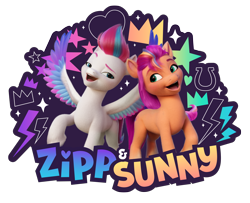 Size: 3840x3116 | Tagged: safe, sunny starscout, zipp storm, earth pony, pegasus, pony, g5, my little pony: make your mark, official, 3d, duo, duo female, female, g5 brand assets, mane stripe sunny, mare, simple background, transparent background