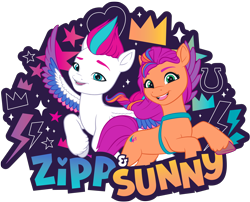 Size: 4020x3245 | Tagged: safe, sunny starscout, zipp storm, earth pony, pegasus, pony, g5, my little pony: make your mark, official, .ai available, duo, duo female, female, g5 brand assets, mane stripe sunny, mare, simple background, transparent background, vector