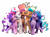 Size: 5415x3975 | Tagged: safe, hitch trailblazer, izzy moonbow, pipp petals, sunny starscout, zipp storm, earth pony, pegasus, pony, unicorn, g5, my little pony: make your mark, official, 3d, female, g5 brand assets, group, horn, male, mane five, mane stripe sunny, mare, quintet, royal sisters (g5), siblings, simple background, sisters, stallion, transparent background