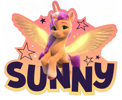 Size: 4025x3300 | Tagged: safe, sunny starscout, alicorn, pony, g5, my little pony: make your mark, official, 3d, abstract background, artificial horn, artificial wings, augmented, female, g5 brand assets, horn, magic, magic horn, magic wings, mane stripe sunny, mare, race swap, simple background, solo, spread wings, sunnycorn, transparent background, unshorn fetlocks, wings