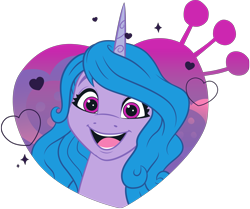 Size: 4825x4032 | Tagged: safe, izzy moonbow, pony, unicorn, g5, my little pony: make your mark, official, .ai available, abstract background, colored, female, g5 brand assets, horn, izzy has no ears, mare, no ears, simple background, solo, transparent background, vector