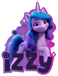 Size: 4638x6077 | Tagged: safe, izzy moonbow, pony, unicorn, g5, my little pony: make your mark, official, 3d, abstract background, cute, female, g5 brand assets, horn, izzybetes, mare, simple background, solo, transparent background