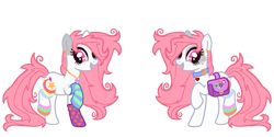 Size: 1000x500 | Tagged: safe, artist:lastunicorn666, oc, oc only, oc:stickerpet, earth pony, bag, clothes, fangs, female, mare, saddle bag, simple background, socks, solo, transparent background