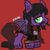 Size: 600x600 | Tagged: safe, artist:lastunicorn666, oc, oc:violet thorn, bat pony, pony, undead, vampire, vampony, art trade, chibi, facial hair, male, moustache, ponysona, solo, stallion, striped background