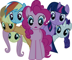 Size: 900x750 | Tagged: safe, artist:starboltpony, applejack, fluttershy, pinkie pie, rainbow dash, rarity, twilight sparkle, earth pony, pegasus, pony, unicorn, friendship is magic, g4, my little pony: friendship is magic, 2011, artifact, female, mane six, mare, simple background, transparent background, unicorn twilight, vector