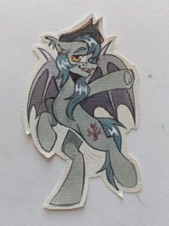 Size: 2339x3131 | Tagged: safe, artist:k0potb, bat pony, pony, belly, concave belly, craft, hat, paper, paper pony, papercraft, pirate, pirate hat, spread wings, thin, traditional art, wings