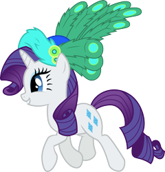 Size: 3000x3121 | Tagged: safe, artist:cloudy glow, rarity, pony, unicorn, g4, female, horn, mare, peacock hat, simple background, solo, transparent background, vector