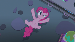 Size: 1920x1080 | Tagged: safe, screencap, pinkie pie, earth pony, pony, g4, my little pony: friendship is magic, season 8, the maud couple, indoors, lying down, on back, solo