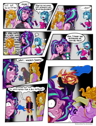 Size: 1280x1666 | Tagged: safe, artist:texasuberalles, adagio dazzle, aria blaze, sonata dusk, sunset shimmer, human, rainbow rocks 10th anniversary, equestria girls, g4, my little pony equestria girls: rainbow rocks, "im not finished with you" moment, ..., abuse, adagiobuse, alternate ending, angry, ariabuse, backlighting, black eye, boots, clothes, comic, dress, electric guitar, emanata, female, fingerless gloves, gloves, guitar, injured, jacket, leather, leather jacket, mascara, messy hair, musical instrument, necktie, pigtails, rageset shimmer, rainbow rocks outfit, rant, sad, scared, sequel, shoes, skirt, sonatabuse, speech bubble, that pony sure have anger issues, the dazzlings, this will end in hospitalization, this will not end well, twintails, white eyes